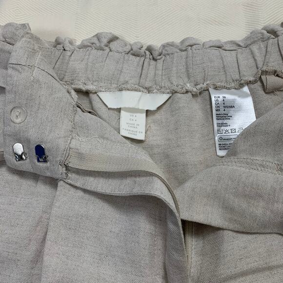 H&M Beige Linen Paperbag Belted Shorts - Picture 6 of 8